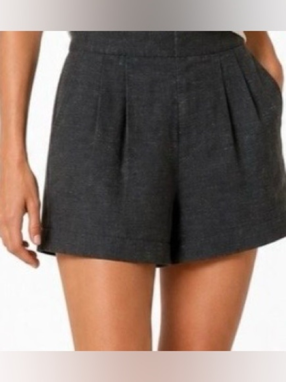 J. Crew Pleated Gray Black Women's Shorts Pockets Zip Sz 2 Coastal Vacation
